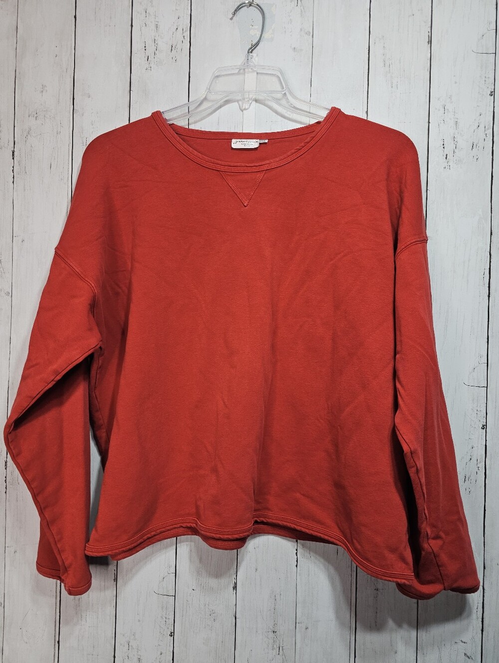 Prairie Cotton Women's Red Long Sleeve Sweatshirt One Size Oversized Made In USA